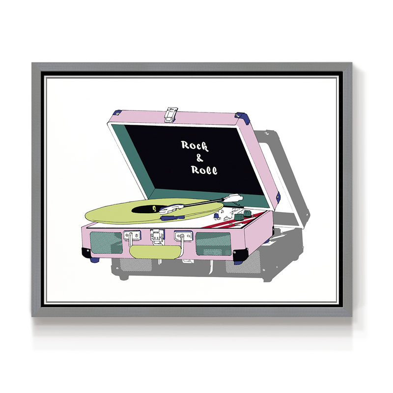 Record Shop I -Framed Print - Restickable, H 11 po x l 14 po, Gris
