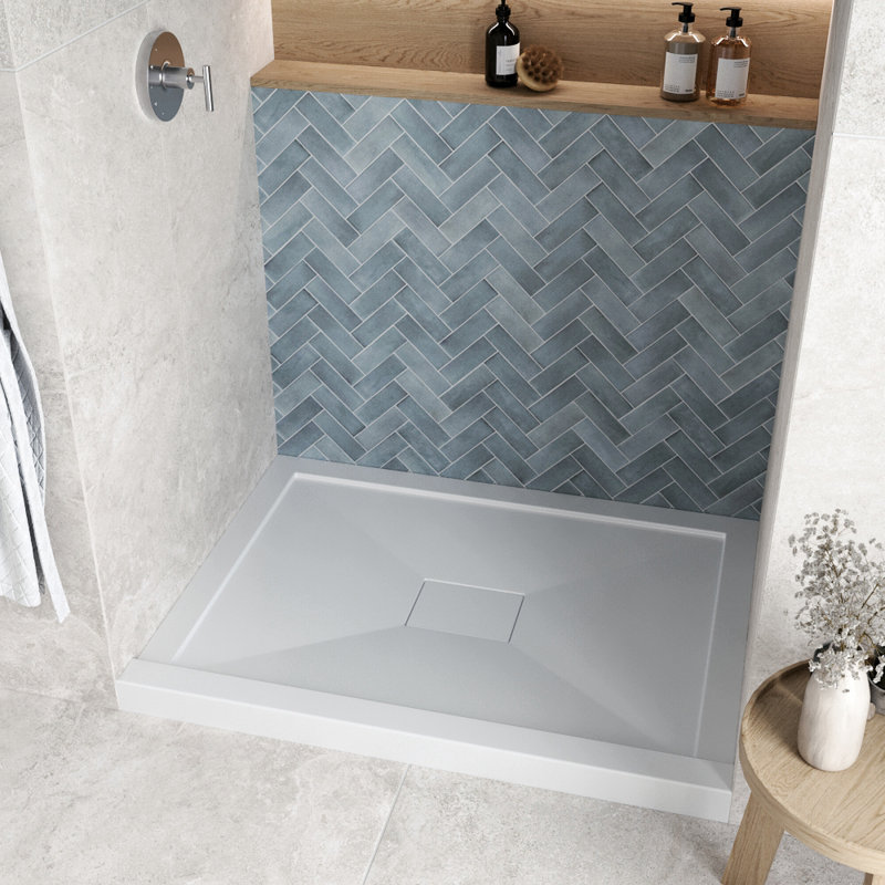 48 in. x 36 in. Alcove Acrylic Shower Base in Glossy White With Center Drain, Drain Included, Glossy White