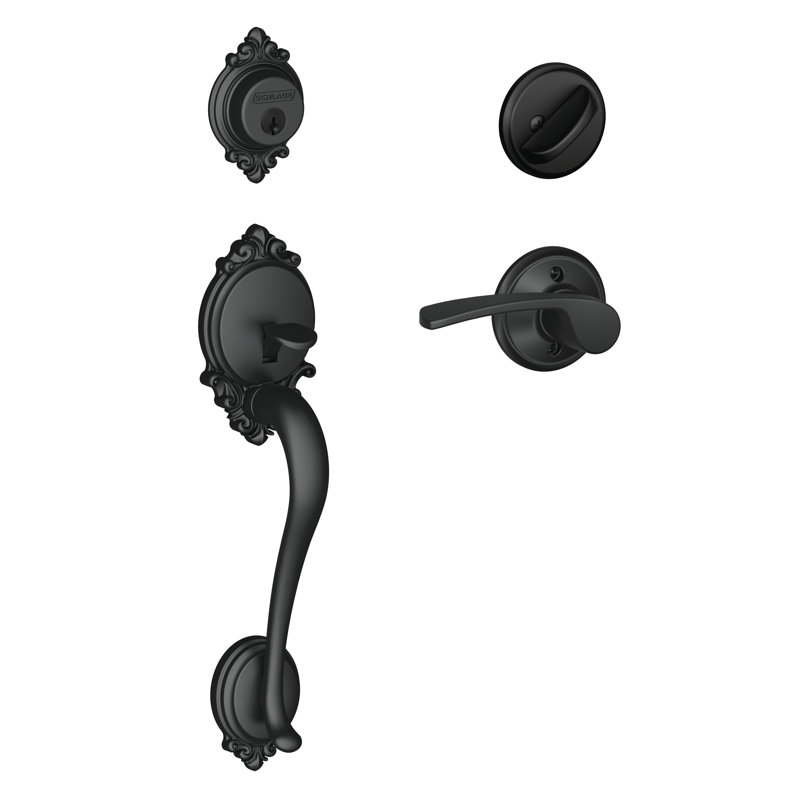 Brookshire Handleset with Single Cylinder Deadbolt and Merano Door Lever and Rosette, Yes, Keyed Different