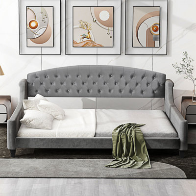 Lit de jour capitonné moderne de luxe de style moderne, lit de jour double