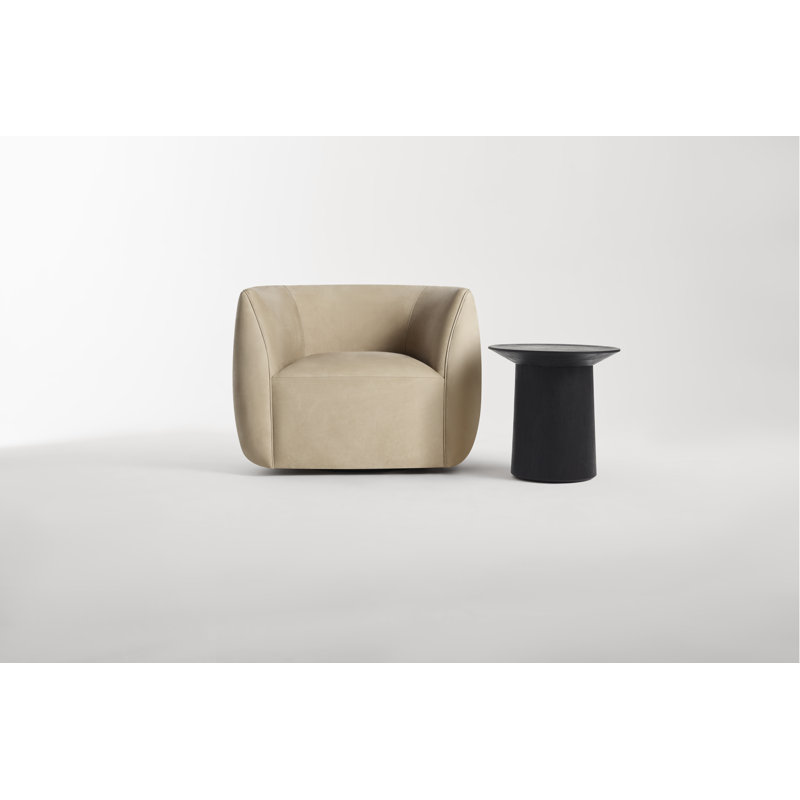 Council Leather Swivel Barrel Chair, Stone Genuine Leather
