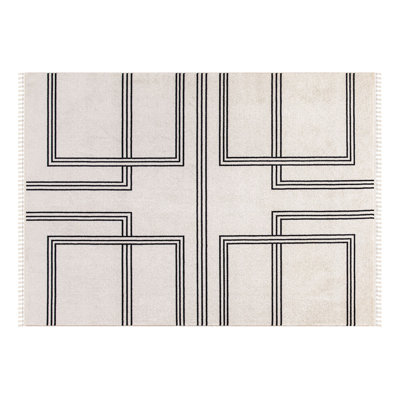 Luxueux tapis tissé à la machine, couleur crème, 30,7 po x 59,1 po | 100% polyester, hauteur des poils: 0,3 pouce, 2900 gr / m² | Base en coton durable, 384 000 points de fil | Facile à nettoyer, parfait pour le salon et la chambre à coucher