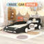 Lit plateforme élégant en forme de voiture de course simple avec roulettes - noir pour chambre d'enfant-1086184503