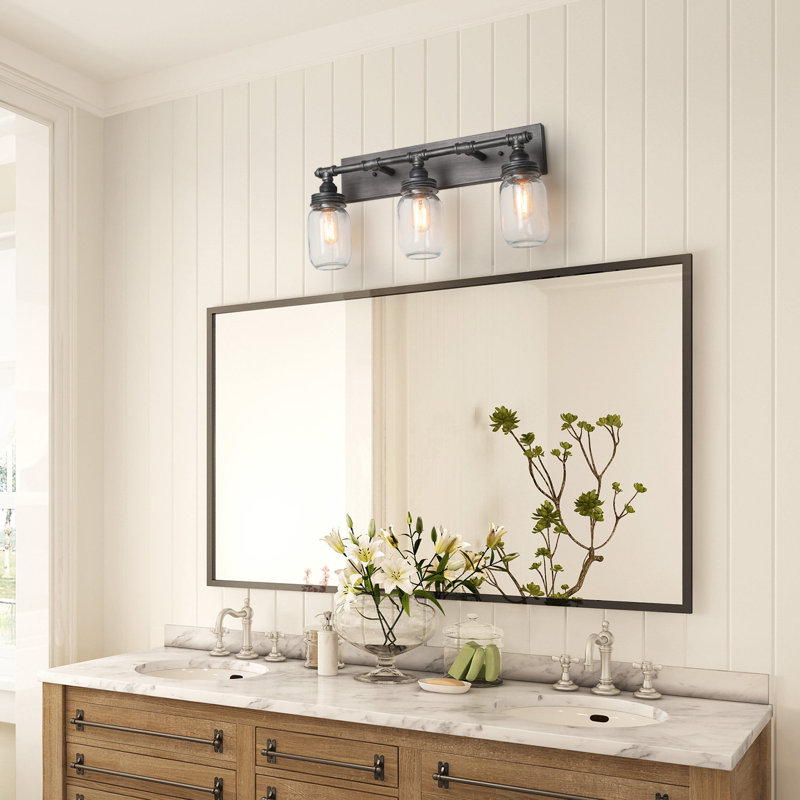 Éclairage pour meuble-lavabo à 3 lumières à intensité variable gris Lidia