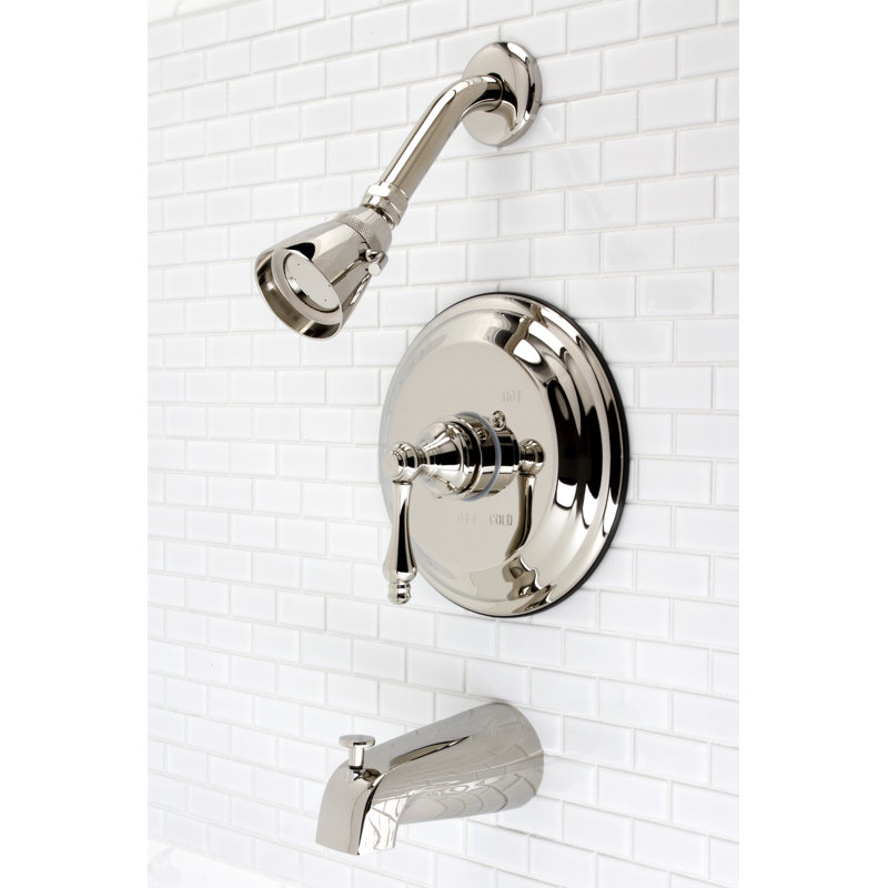 Robinet de baignoire et douche à pression équilibrée Kingston, Nickel poli