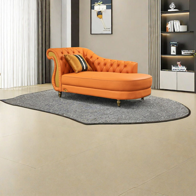 Élégant fauteuil inclinable en similicuir haut de gamme, Orange, Accoudoir à gauche (vu de face)