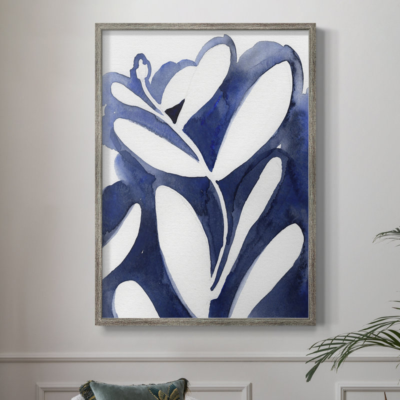 «Blue Eucalyptus I», reproduction encadrée - bois massif, H 21 po x l 17 po