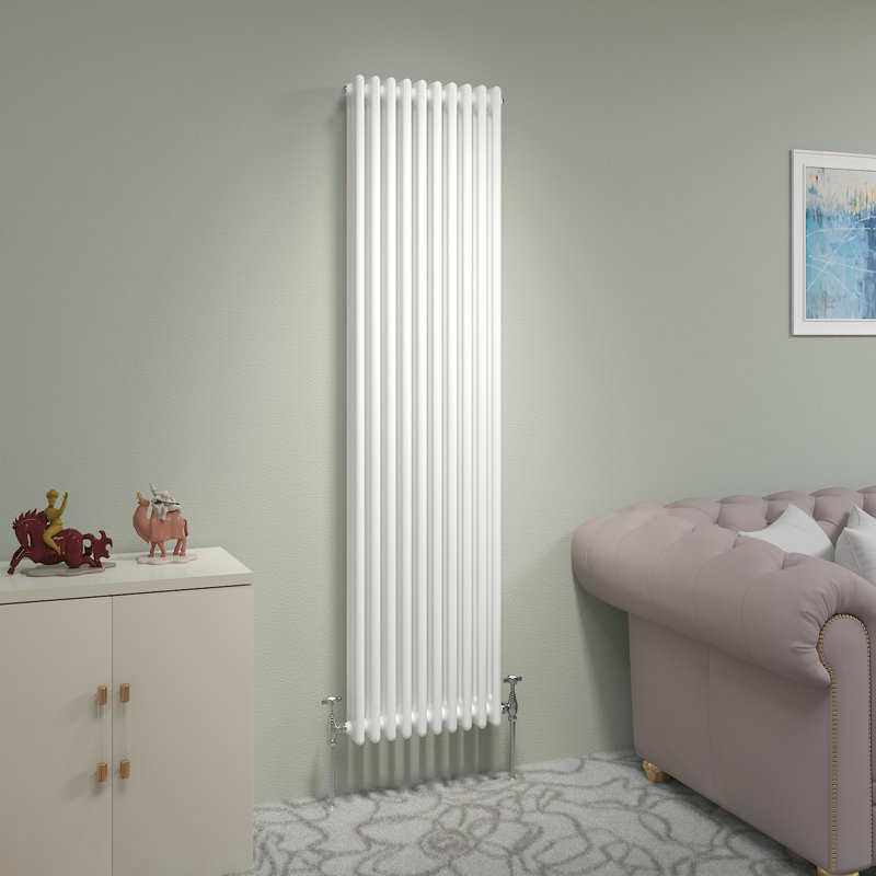 Valery Vertical Traditional 3 Column Cast Iron Style Designer Radiator, White, 180cm H x 47cm W