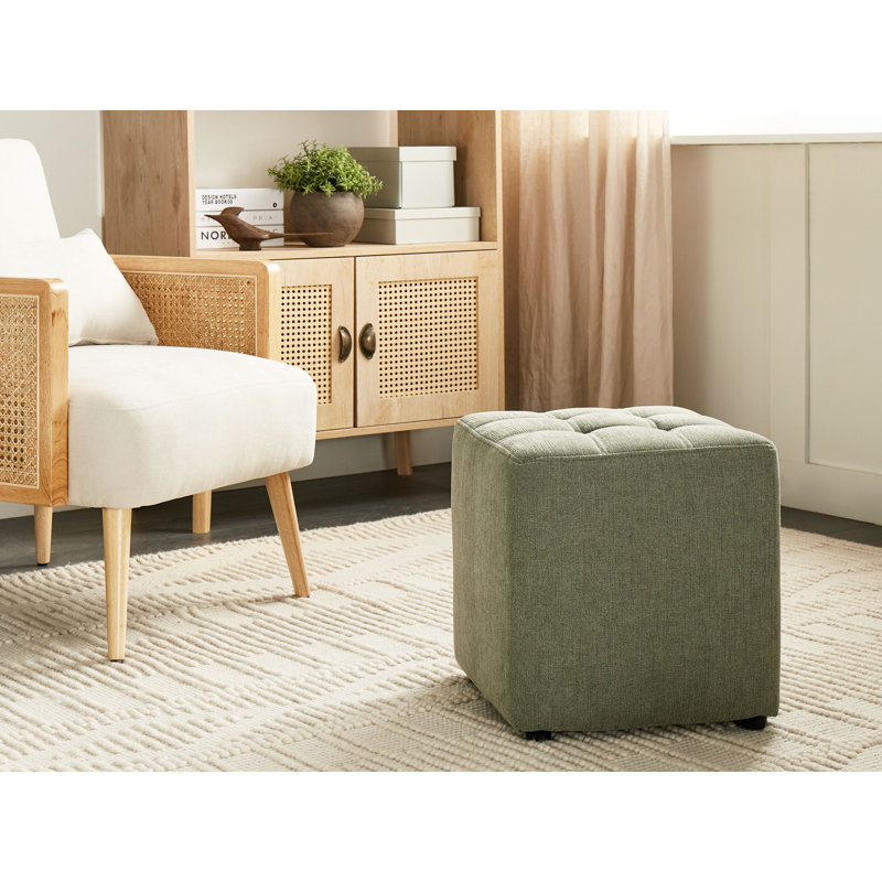 Hadasha 38cm Wide Tufted Square Cube Ottoman, Green