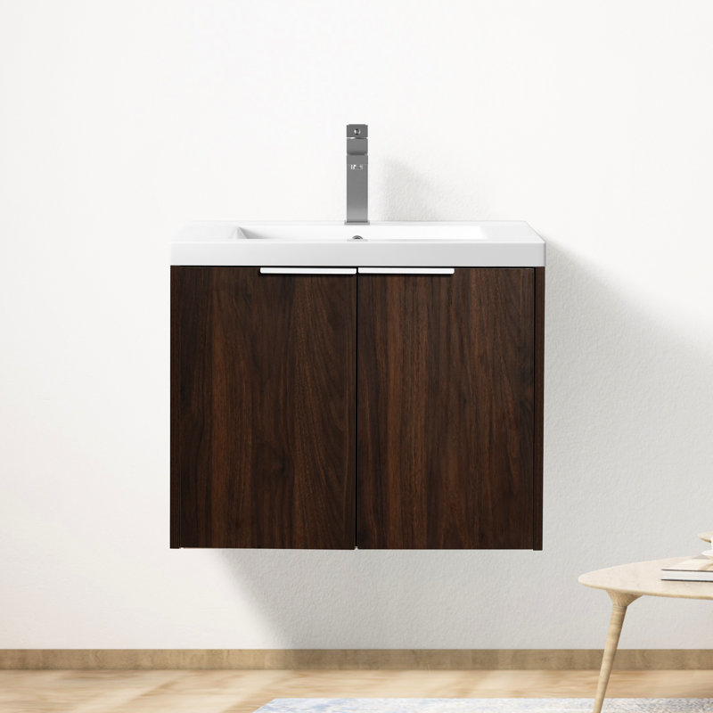 Armoire de salle de bain 24 po à fermeture douce, fixation flottante pour salle de bain moderne avec petit espace de montage