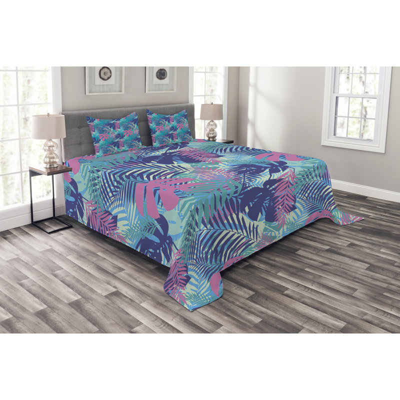 Adelane Floral Bedspread with Pillow Shams Included, 220 x 264 cm