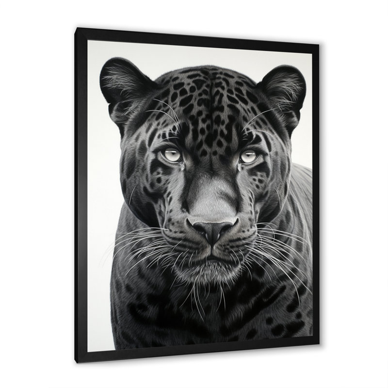 «Grey White Panther», impression réaliste sur toile, H 20 po x l 12 po x P 1 po, Cadre photo noir