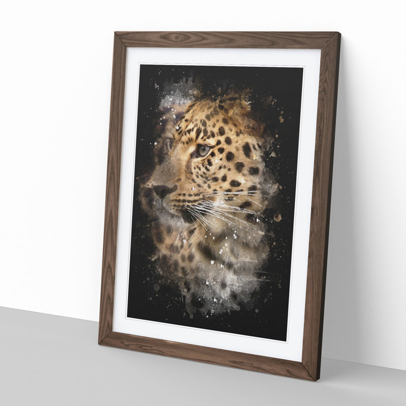 Leopard Vol.1 - Picture Frame Graphic Art, Walnut Framed, 65cm H x 48cm W x 2cm D