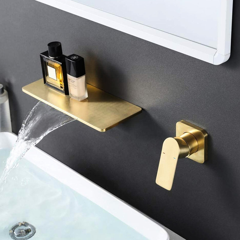 Robinet de lavabo pour salle de bain en or brossé - fait de laiton pour une durabilité à une seule opération, Or brossé