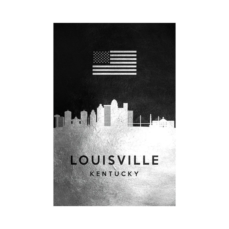 Louisville Kentucky Silver Skyline by Adrian Baldovino - Wrapped Canvas Print, 66.04 cm H x 45.72 cm W x 1.91 cm D