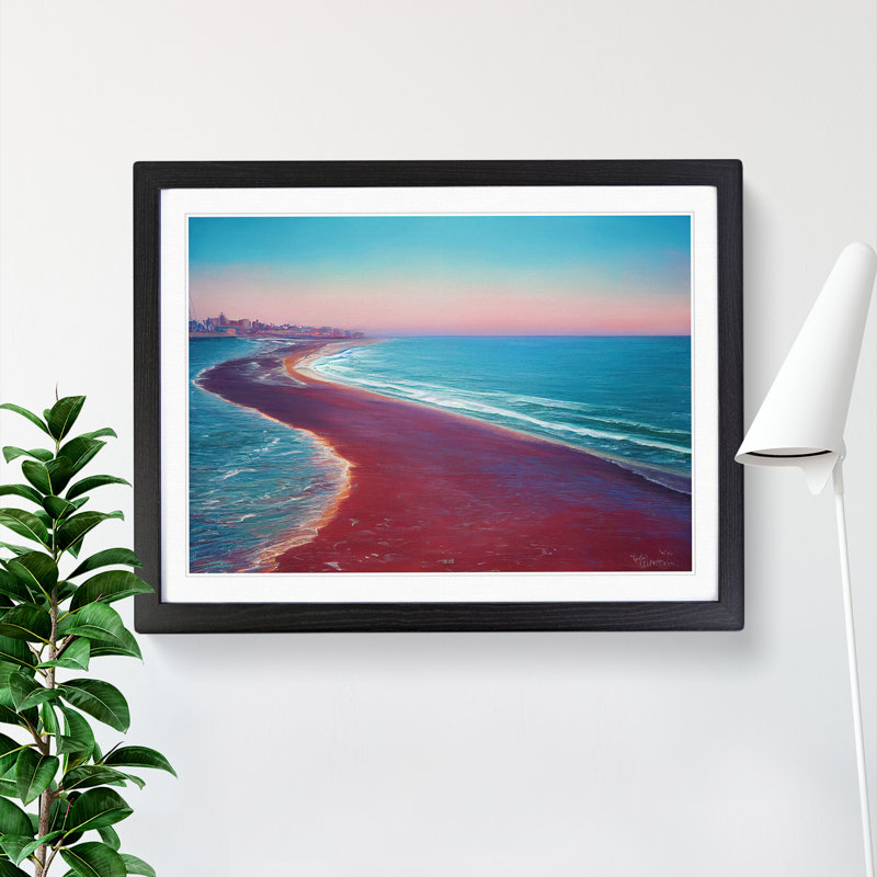 Beach Path - Single Picture Frame Painting, 46cm H x 64cm W x 2cm D, Black