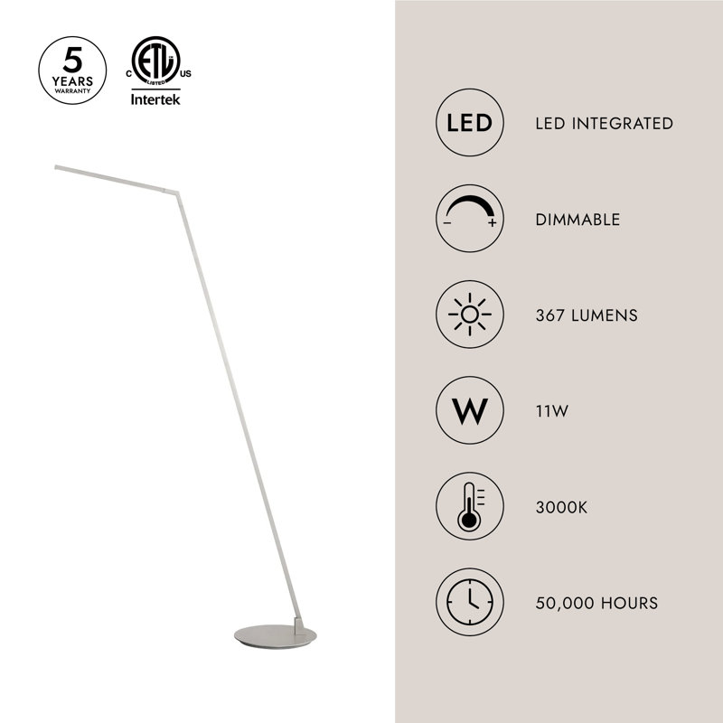 Miter LED Swing Arm Floor Lamp, Brushed Nickel