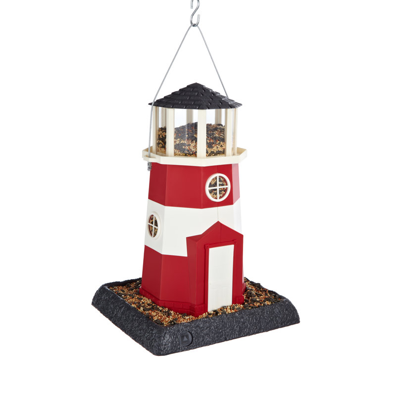 RED/WHITE LIGHTHOUSE BIRDFEEDER