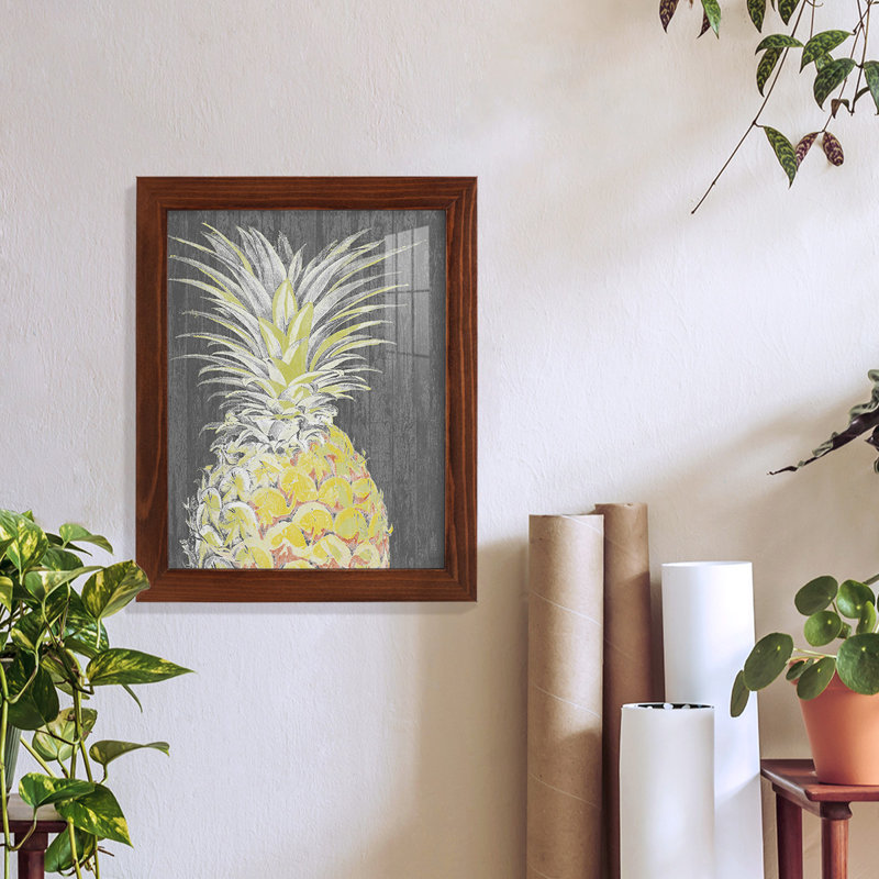 Vibrant Pineapple Splendor I, reproduction d'art encadrée, H 11 po x l 9 po x P 1 po, Châtaigne