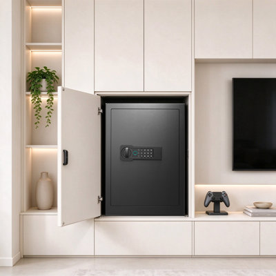 Coffre-fort de sécurité en acier robuste avec lecteur d'empreintes digitales, serrure numérique et 5 pênes pour la maison et le bureau - Noir