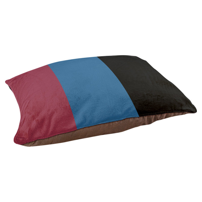 Coussin rectangulaire designer Kansas City, Petit (L 18 po x l 28 po), Bourgogne / bleu / noir