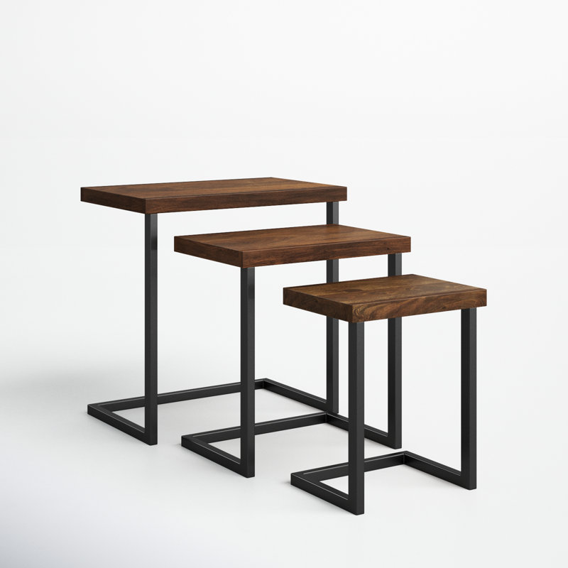 Lonan Solid Wood Top Nesting Tables