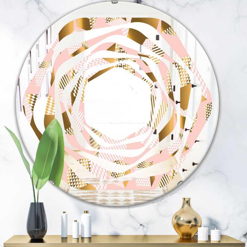 Miroir mural Whirl Rose Cubes I, 23,6 po x 23,6 po