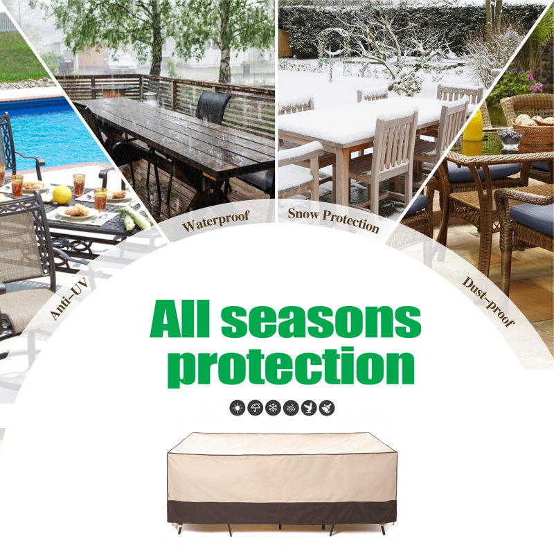 Premium Waterproof Beige and Brown Outdoor Patio Table Cover