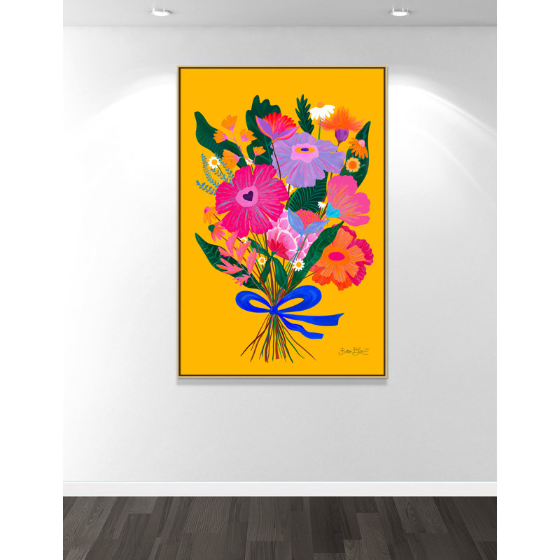 Imprimé éclectique de fleurs par Bloom, Toile avec cadre, Flotteur naturel, L 41,5 po x H 61,5 po