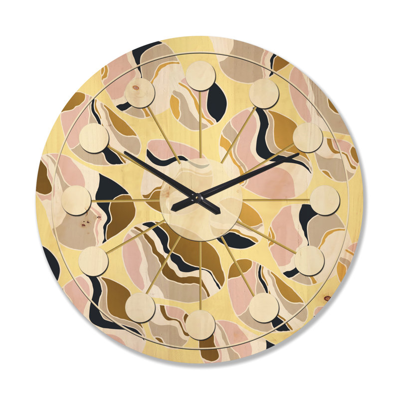 Horloge murale en bois doré Golden River Stones, Très grand