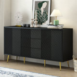 Stylish Sideboard With Geometric Lines And Functional Storage Compartments