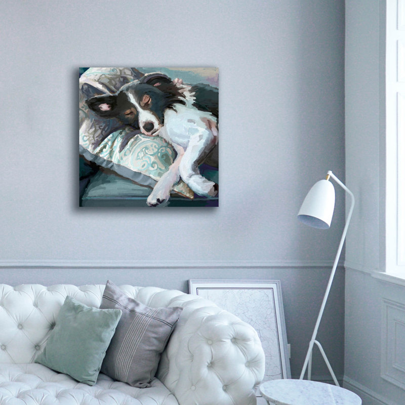 «Couch Collie» Lark Manor par Art Licensing Studio, art mural sur toile, 37 po x 37 po, H 37 po x l 37 po x P 1,5 po