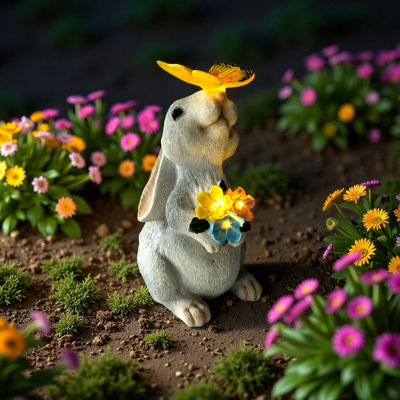 Statue solaire de lapin de Pâques pour l'extérieur
