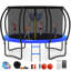Trampoline ronde GVDV de 3,66 m (12 pi) avec filet de sécurité, panier de basketball, arroseur et lumières DEL pour les jeux extérieurs des enfants.-126127653