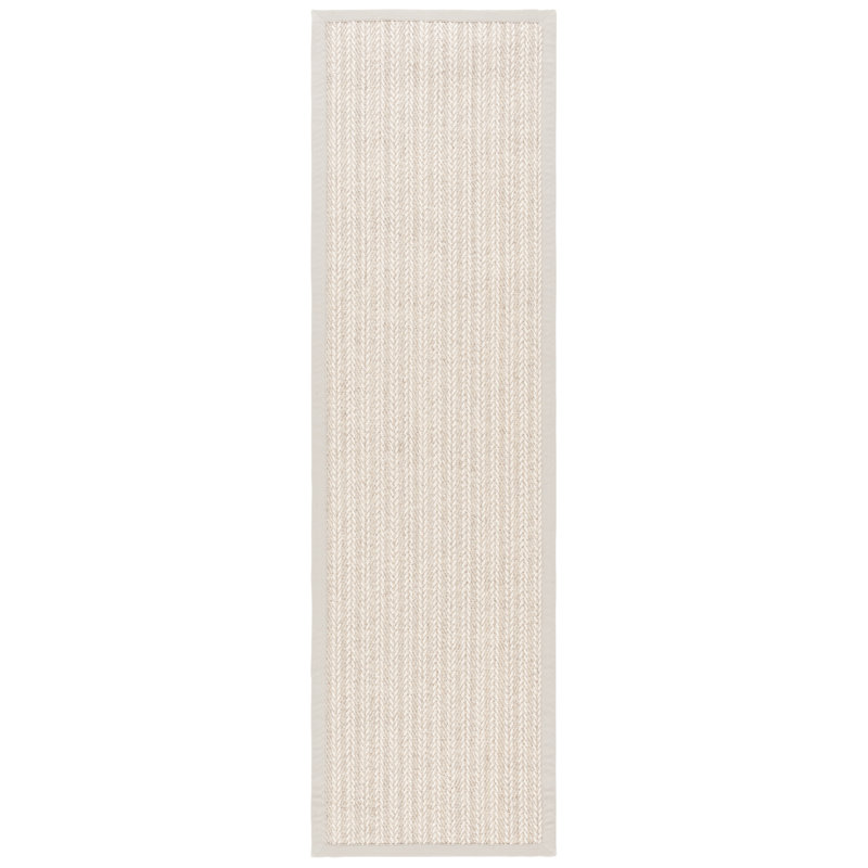Tapis ivoire tissé à la machine Abinadab, Tapis de couloir 2 pi 3 po x 8 pi