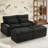 Loveseat Sofa With Four USB Ports And Two Cup Holders, Sectional Convertible Sofa With Storage Space And Two Movable Ottomans-2144446421