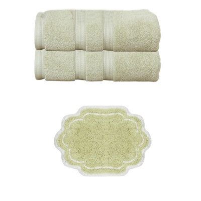 Talbert Collection 100% Soft Cotton Bath Towel Set & 17x24" Bath Rug