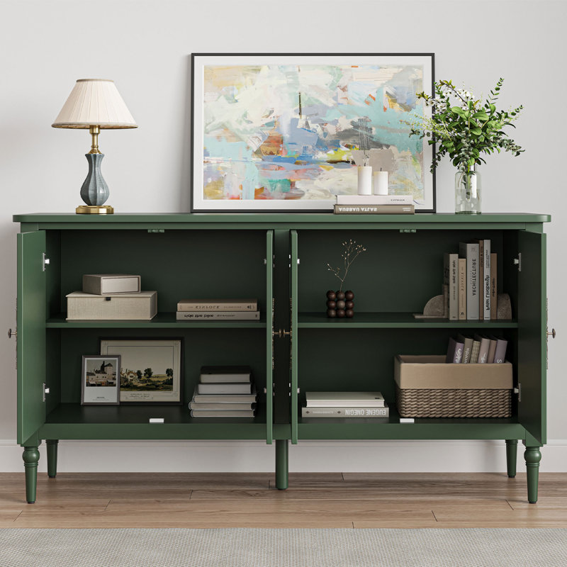 Collynns 59" W Sideboard Cabinet with Adjustable Shelves and 4 Doors, Green