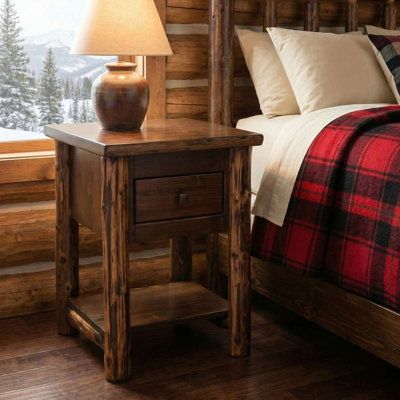 Table de chevet avec tiroir Fireside Lodge Headwaters - café