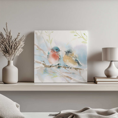 «Bluebird pair in Spring» par Katrina Pete - reproduction d'art sur toile tendue