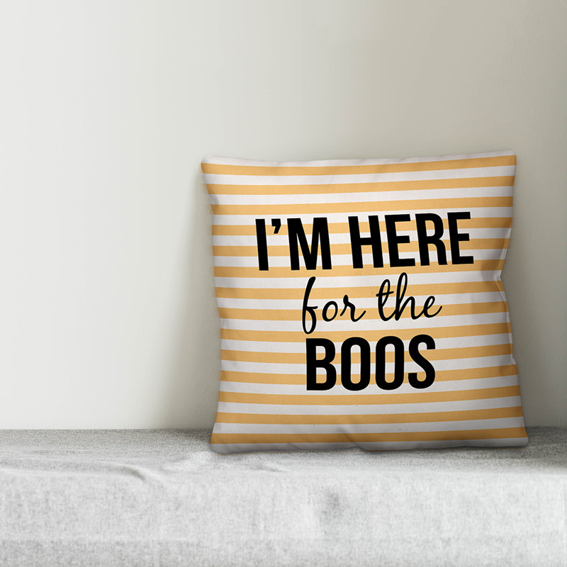 I'm Here For The Boos Striped Indoor/Outdoor Reversible Throw Pillow, Indoor