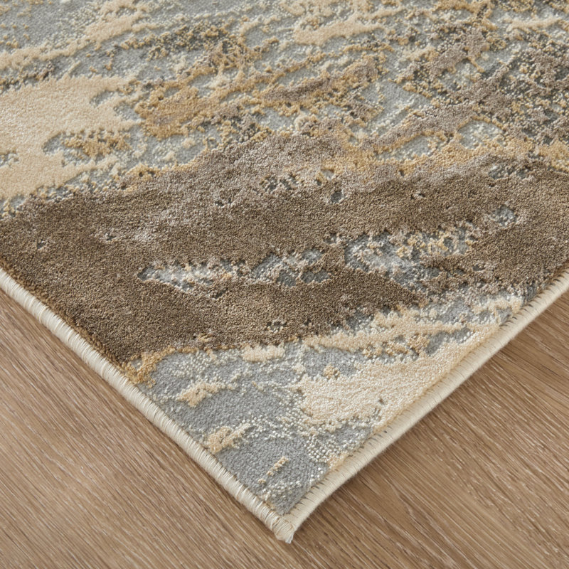 Tapis ivoire à motif abstrait Carbry, Rectangle de 5 pi x 7 pi 6 po