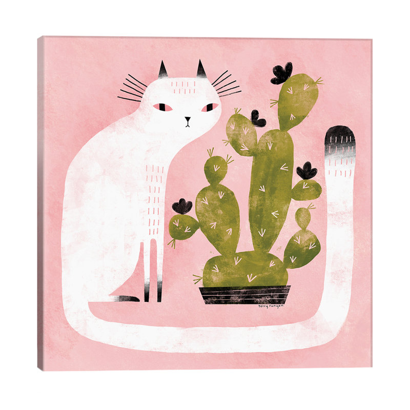 Cat Cactus by Terry Runyan - Wrapped Canvas Gallery-Wrapped Canvas Giclee, 45.72 cm H x 45.72 cm W x 1.91 cm D