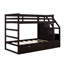 Lit superposé simple au-dessus de simple avec lit gigogne, escalier de rangement et structure en bois massif pour chambre d'enfant-113547225