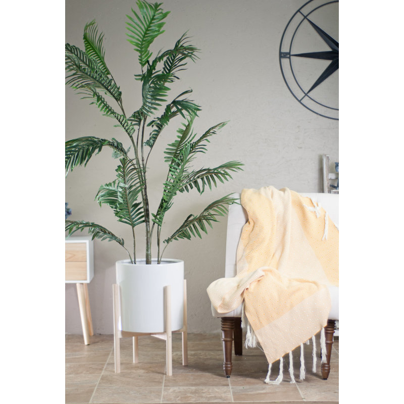 Handmade Pot Planter, White/Ash Natural, 23" H X 15.5" W X 15.5" D