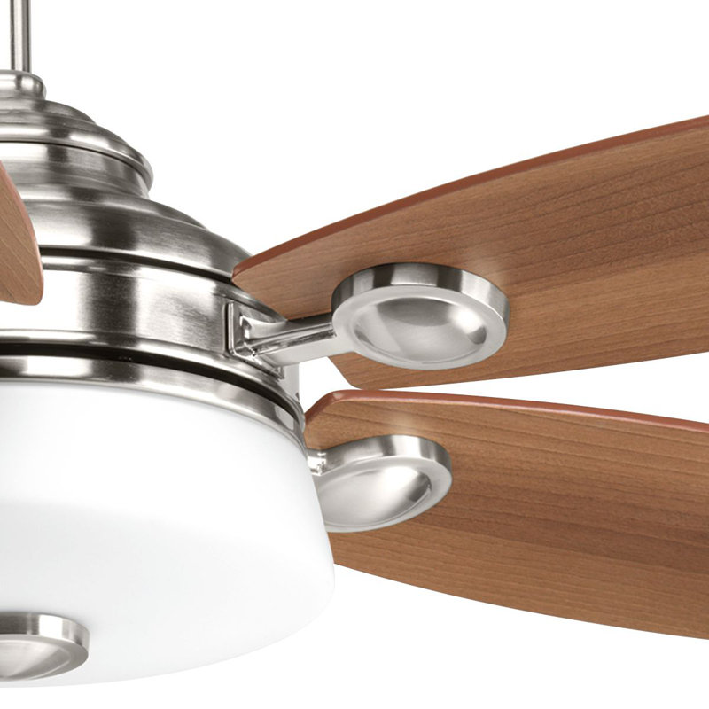 54'' Ceiling Fan with LED Lights, Brushed Nickel with Cherry/Silver Blades