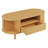 47.2" Mid-century Modern Oval Coffee Table With Rattan Sliding Door, Drawer & Open Storage, Solid Wood Legs-1167030688