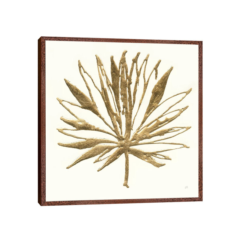 Gilded Palm VII by Chris Paschke - Painting on Canvas, Classic Brown Wood Framed, 66.04cm H x 66.04cm W x 3.81cm D