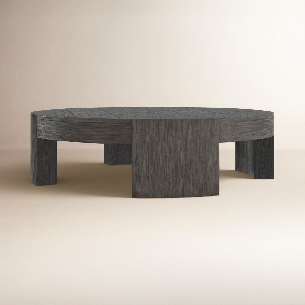Bourges Coffee Table, 13" H x 48" L x 48" W, Charcoal Oak Veneer