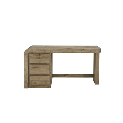 Bureau Junior en chêne noueux anglais, trois tiroirs de rangement, glissières de tiroir à fermeture automatique, cadre à bords arrondis, profondeur 147 cm, largeur 71 cm, hauteur 76 cm, bois massif + bureau pour cadres.